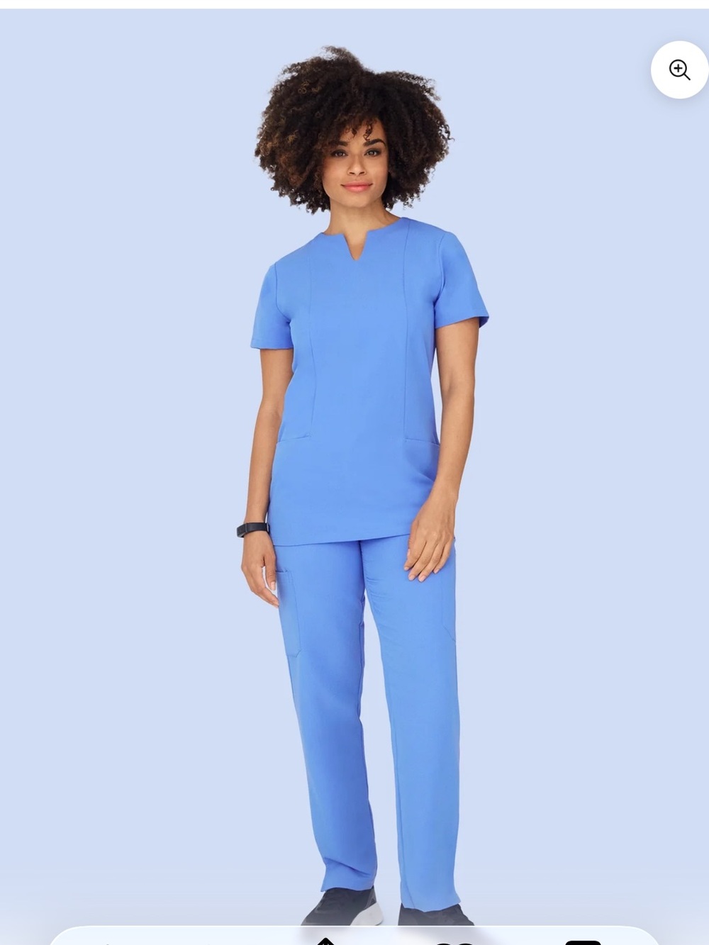 Women’s Notch-Neck Medical Top and pants in ceil.